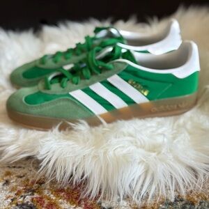 Adidas Green and White Sneakers